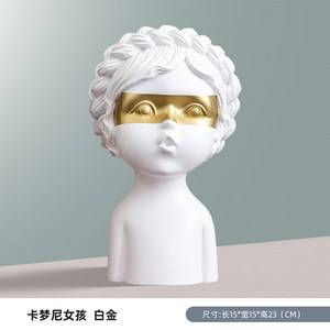 欧式家居软装饰品人物雕塑办公室卡梦尼小可爱头像树脂工艺品蝴蝶
