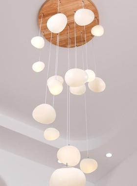 奶油风loft楼梯灯复式楼阁楼客厅石吊灯顶吊楼梯78701间公寓楼头