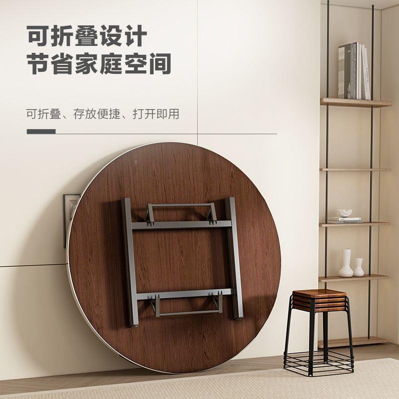 实木餐桌大桌家农见详情村圆折叠吃圆饭形桌子1带用转盘酒店饭桌