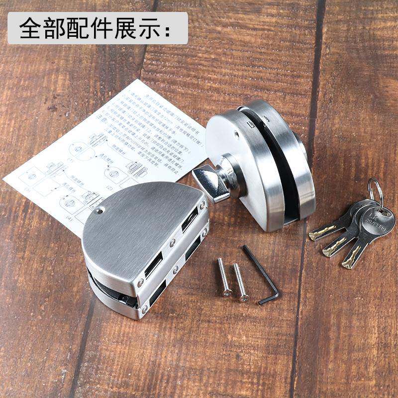 04不锈钢玻璃门锁双门双锁开孔半圆HL-131A(门免开超B级叶片匙工3
