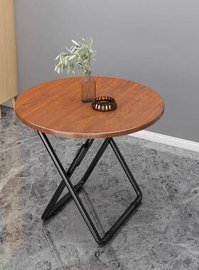 折叠桌阳台白约色小圆桌饭子家用小户型宿出租房桌简休闲餐桌KAS