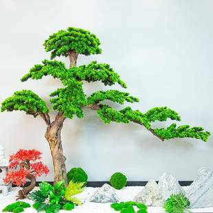 仿假真树松植树迎客松新中式cp01-cr5装饰楼梯下摆件室大型景观树