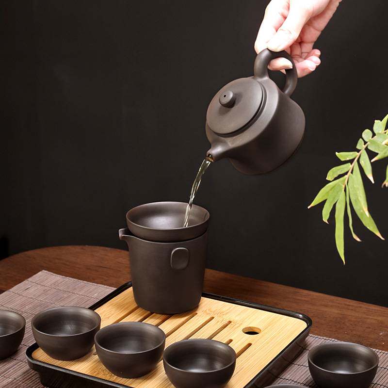 大容量紫砂壶功夫旅行茶具套装带茶盘便携包户外功夫泡茶器定LOGO