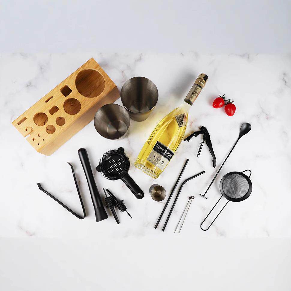 调酒师套酒500/700工具鸡尾酒制作波士顿装亚黑15件套酒器吧全调