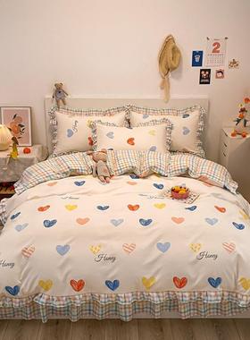 四厂直销韩版床裙件套纯花边床单款加厚植棉物羊绒磨45512家毛套