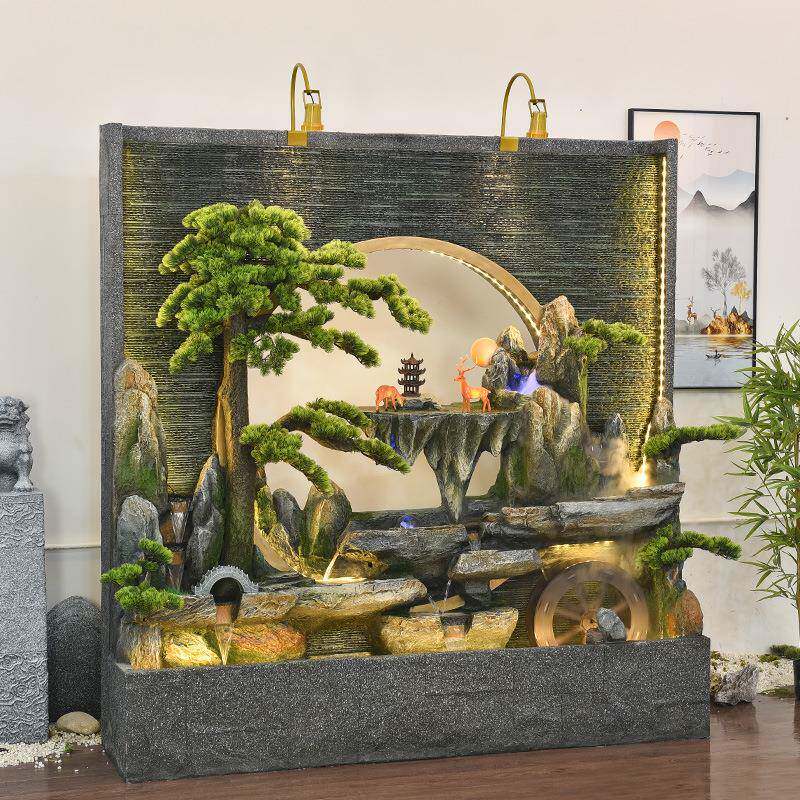 水幕流墙水摆件户外庭院假山喷泉鱼缸店屏风装饰酒EUH景观办室公