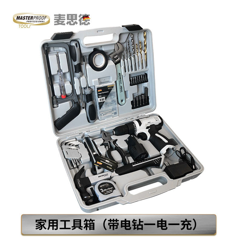 麦思德电钻组合工具箱套装家用多功能五金电动家庭维修工具组套