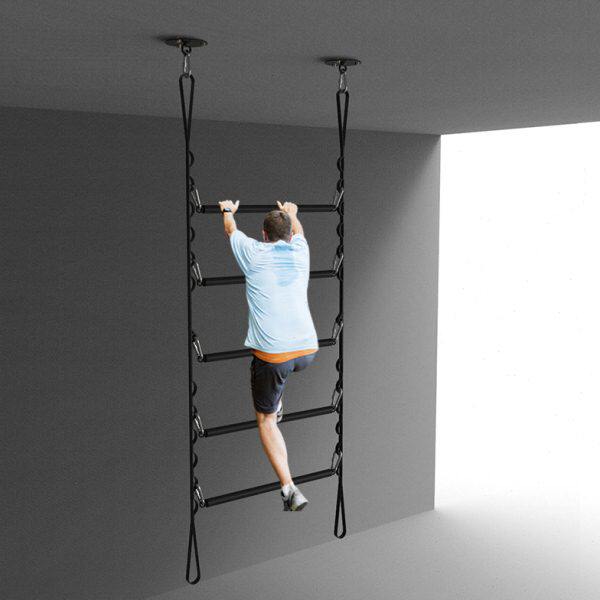 吊顶攀爬云梯绳梯肋排架室内悬挂体能训练吊缆攀爬梯爬杠架子健身