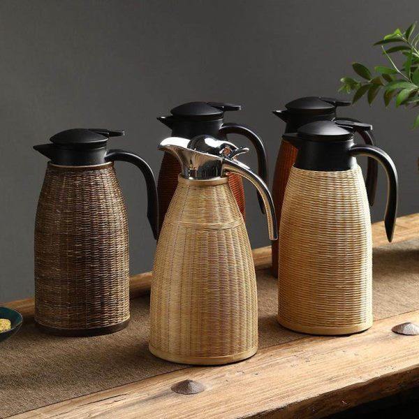 竹编扣丝保温壶保温瓶高档热水瓶家用民宿水瓶茶壶304不锈钢水壶,餐饮具,保温壶,淘宝优惠券,粉丝福利购,淘宝优惠卷