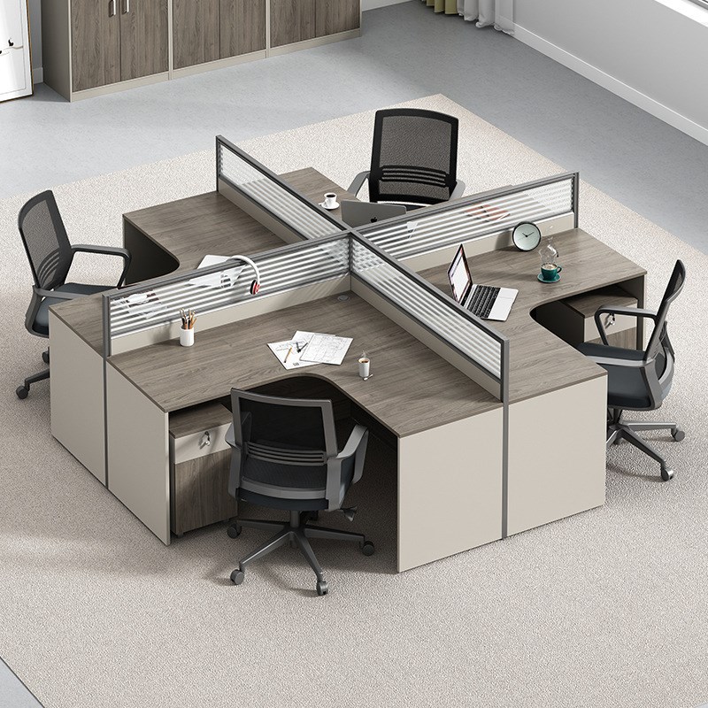 职员桌办公桌椅组l合简约现代四人位员工桌屏风卡位办公桌子办公