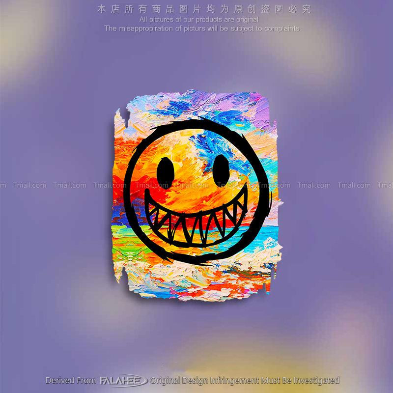 彩色油画笑脸表情创意贴纸个性车身装饰漆面玻璃行李箱Z摩托反光