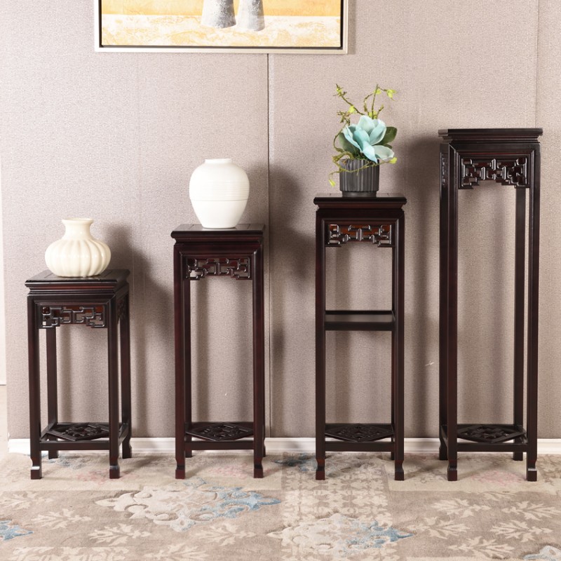 中式花架古典客厅阳台花几实木多层吊篮简约绿萝整装仿Z古盆景架