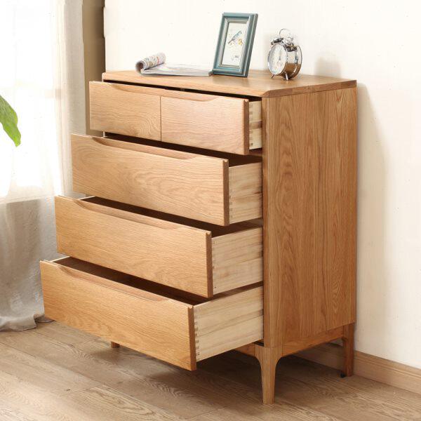 纯实木五斗柜六斗柜日式家用卧室橡木电视柜简约收纳抽屉储物柜子