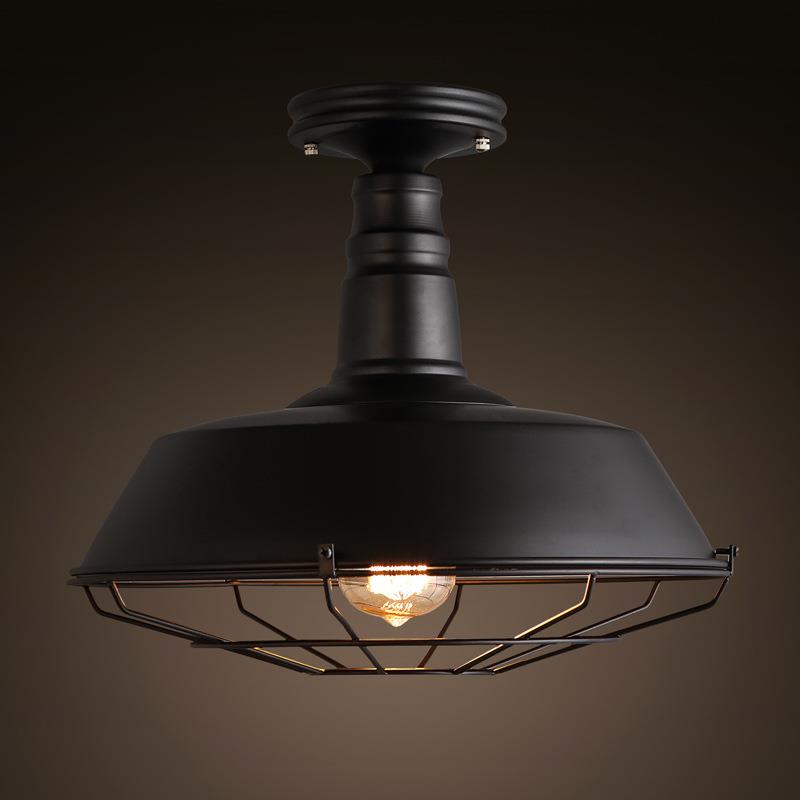 loft铁艺工业风吸顶灯北欧复古单头吸顶灯创意咖啡馆灯