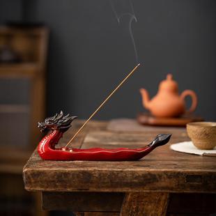 龙舟线香炉陶瓷香插线香檀香沉香底座桌面摆件精美礼瓷家用香插