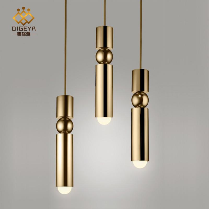 北欧简约loft餐厅吧台橱窗个性单头吊灯 卧室床头艺术黄铜小吊灯