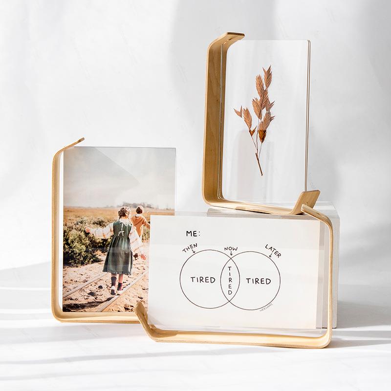 木质框架简约创意相框摆台6寸桌面立体装饰摆件diy实木相框