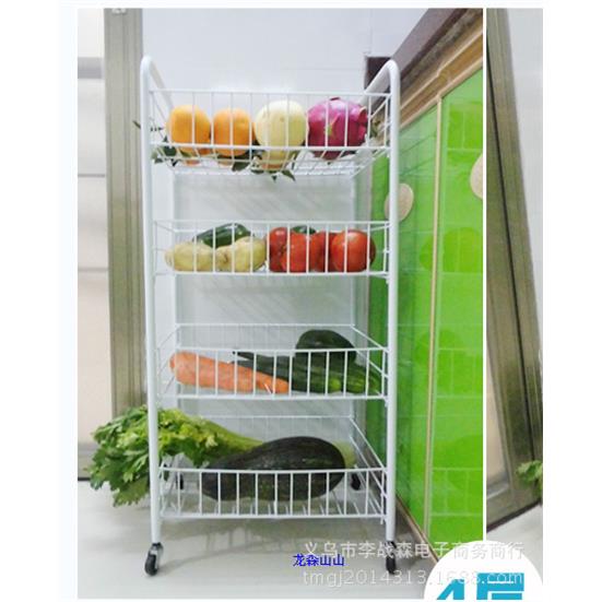 高级四层带轮浴室收纳架 厨房蔬菜置物架 多层可移动储物架 落地