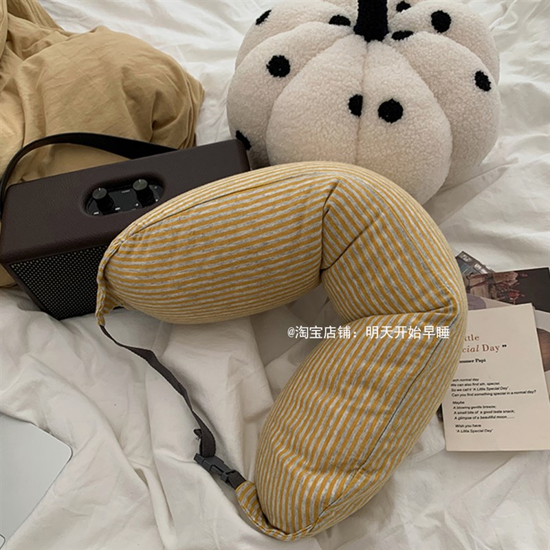 舒适感可爱旅行可携式飞机高铁护颈睡觉午休颗粒u型枕办公室颈椎