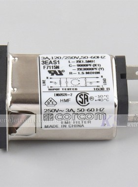 3EAS1 EAS EBS 系列 F7115N 6609005-7插座 Corcom 抗干扰滤波器