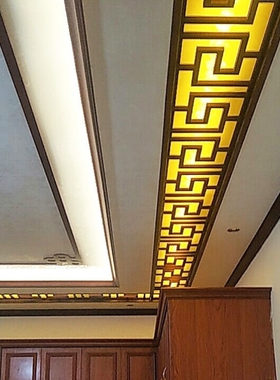 新中式客厅回字形镂空吊顶雕花板通花板PVC花格现代玄隔断背景墙