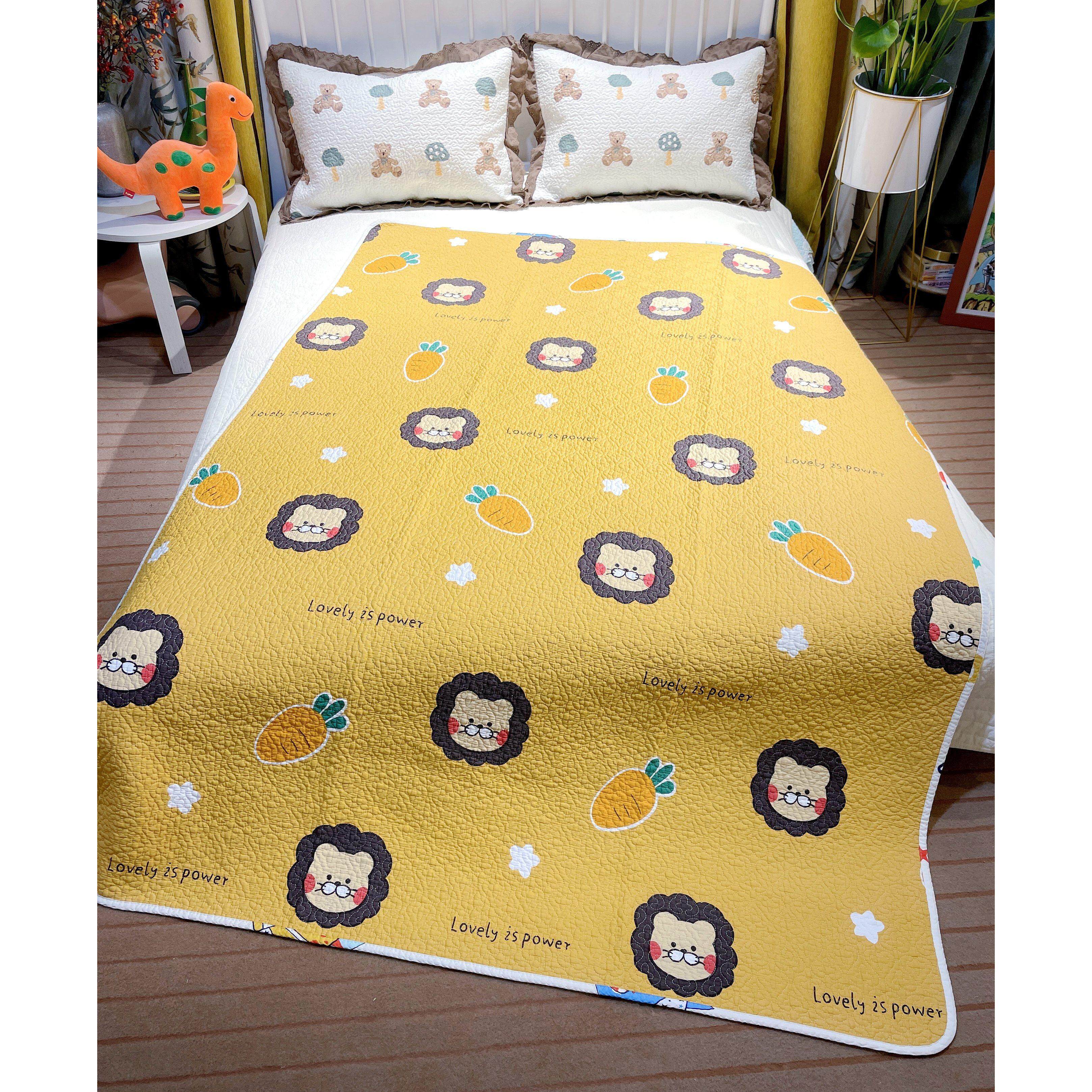 韩国外贸床盖学生宿舍床垫夹棉绗缝床单夹棉高低床纯棉上下铺卡通