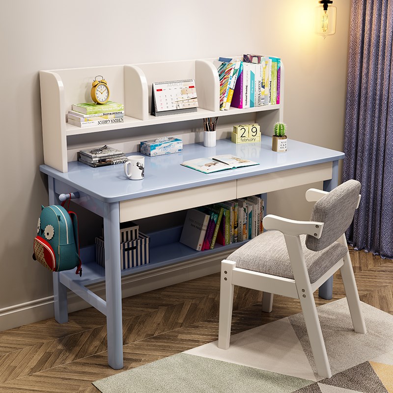 实木书桌初中生小学生学习桌儿童家用办公桌简易笔记本电脑桌原木