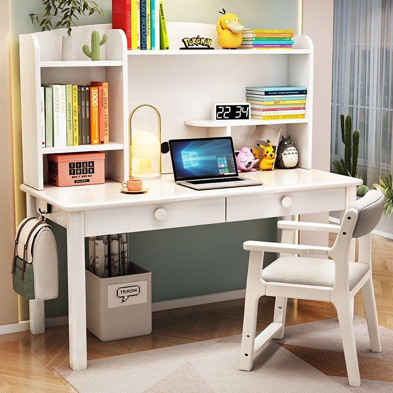 实木儿童书桌家用办公学习桌组合简约电脑桌卧室初高中学习写字桌