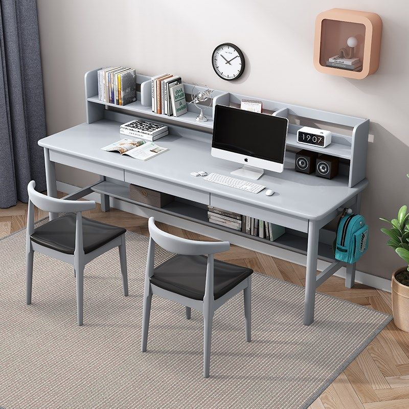 双人长书桌书架一体简约家用初高中学生卧室儿童学习桌实木办公桌,工业油品/胶粘/化学/实验室用品,烧杯/烧瓶,淘宝优惠券,粉丝福利购,淘宝优惠卷