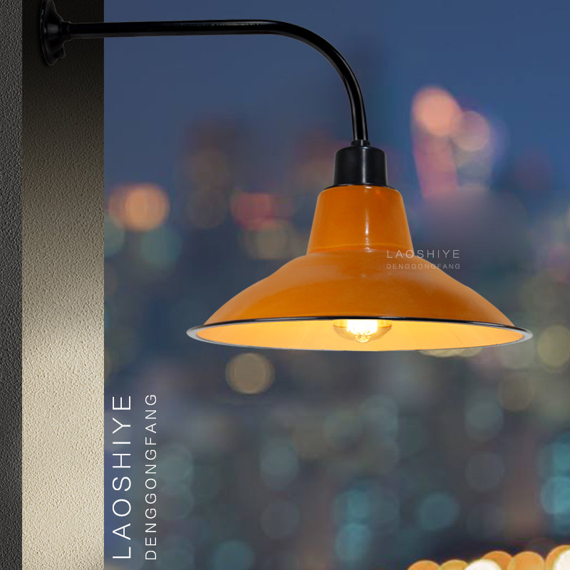 复古壁灯怀旧老式搪瓷户外庭院过道门H头墙壁工业风火锅店餐厅壁