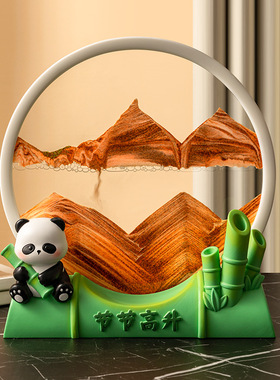 流沙画摆件沙漏熊猫酒柜装饰品玄B关电视柜客厅创意生日礼物送女