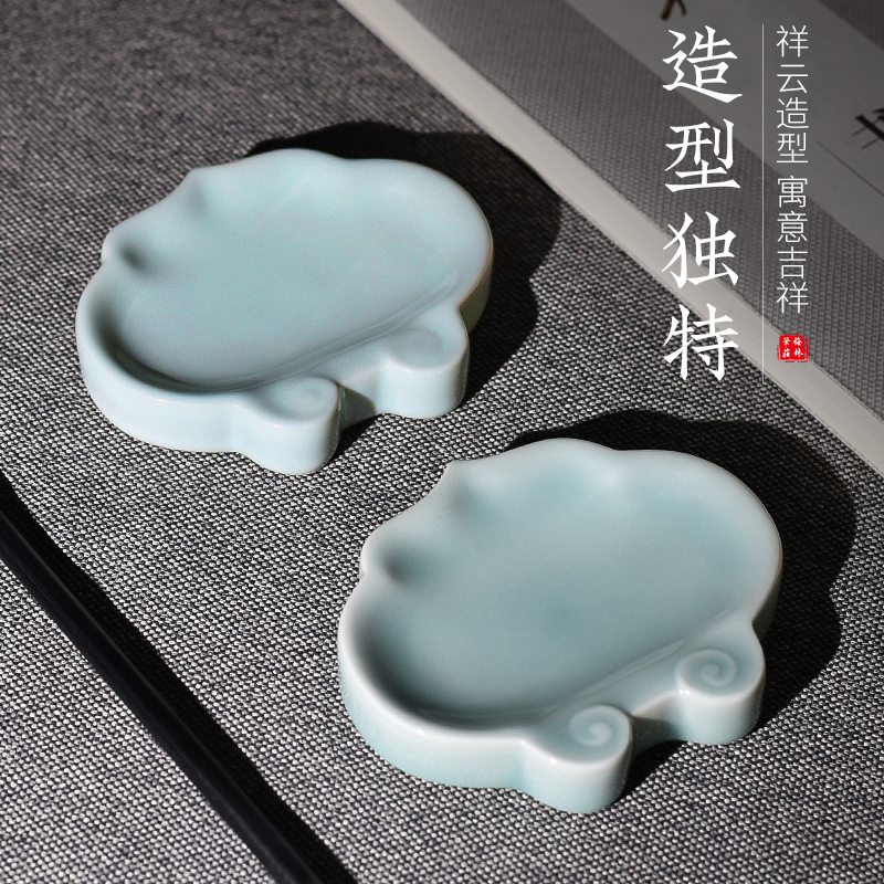 梅林笔庄陶瓷墨碟多功能笔搁水碟毛笔架笔洗文房四宝A盛墨汁用墨
