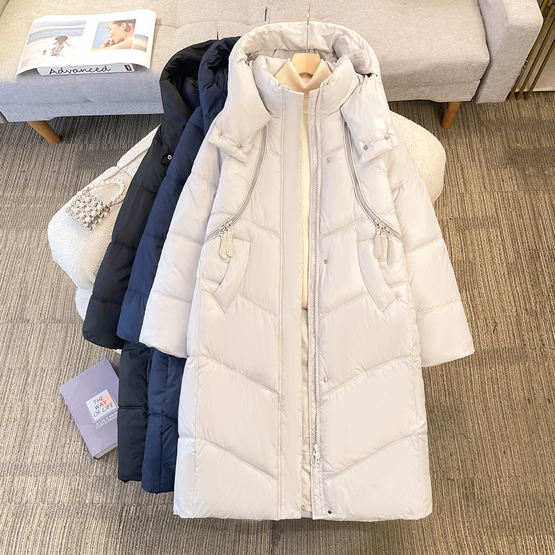 冬季新款2025百搭显瘦棉中长款保暖大码女装加厚连帽羽绒棉服