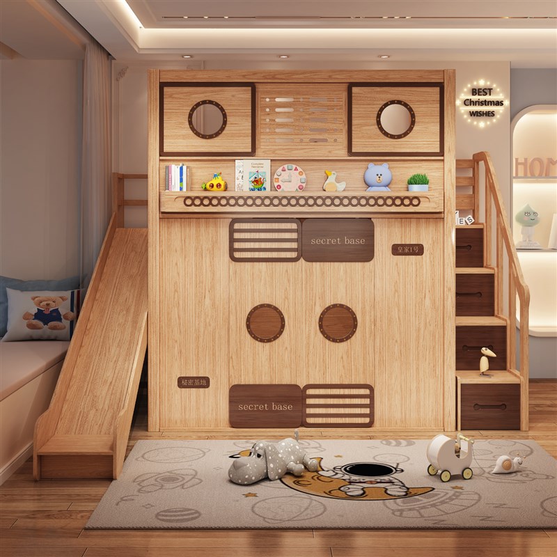新型秘密基地上下床双层床小户型互不干扰双人P带隔断的姐弟分隔