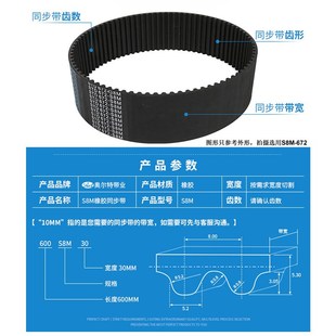 S8M 632 传动皮带 同步带 工业齿型带 80齿 STD 640 橡胶 79齿