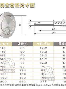 雷杨 KF真空盲板 真空挡板 304不锈钢 闷板 KF16 KF25 KF40 KF50