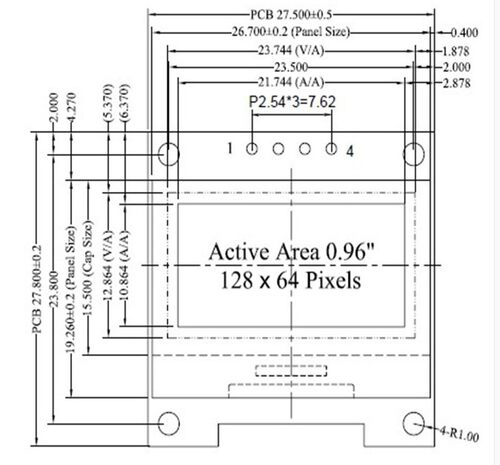 0.96寸 白色 I2C IIC通信 128*64 OLED显示屏模块 提供例程