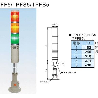全新正品 天得警示灯 TPFB5-L73ROG 三色灯