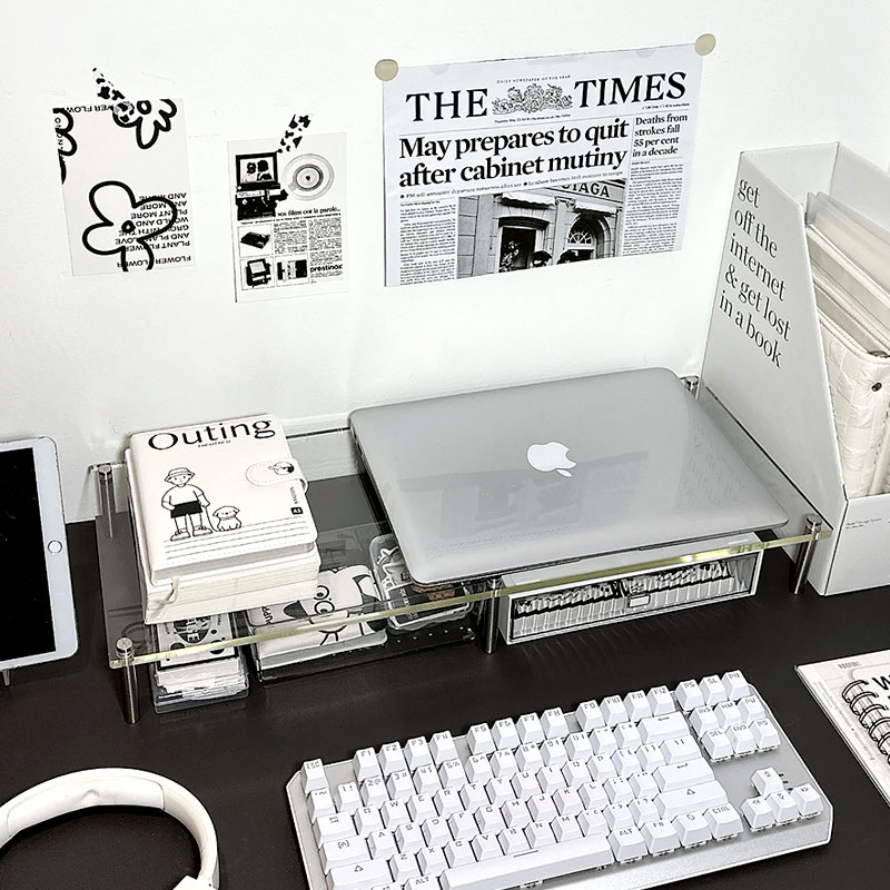 台式电脑增高架笔记本显示器办公桌桌面收纳透明支架亚克力置物架