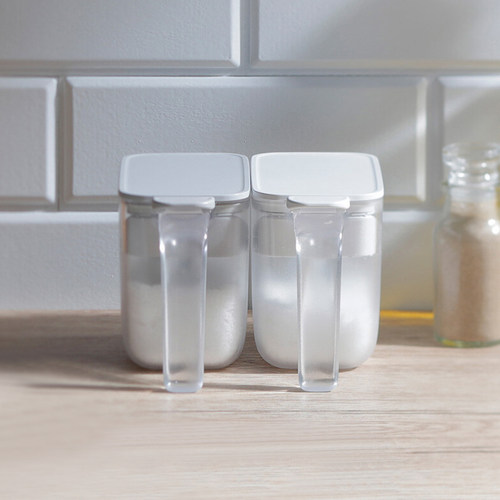 MARNA日本进口按键式调料盒厨房调味品佐料盐一按即开带勺调味罐