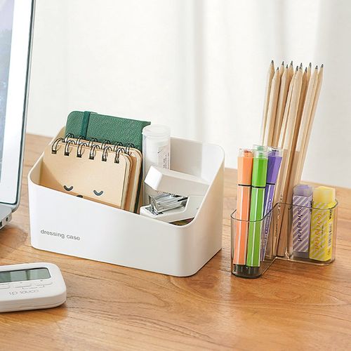 日本镜柜化妆品收纳盒口红护肤品塑料整理盒透明储物盒桌面置物架