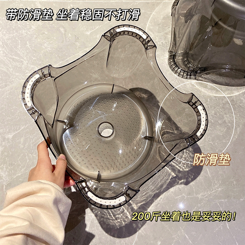 透明小凳子家用防滑加厚塑料客厅茶几儿童矮凳成人门口穿鞋凳圆凳