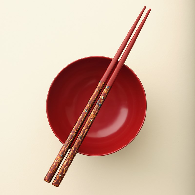 平安社 邱亨铭 点花大t漆筷子螺钿镶嵌手工漆器餐具中式礼品