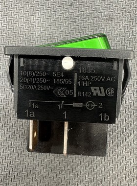 1835.3118-01船型翘板开关1835进口DPST绿色发光16A250V开孔30x22