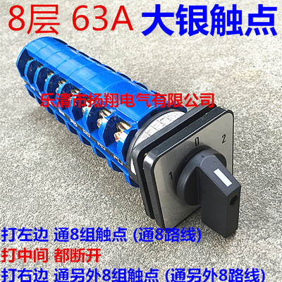 63A双电源 倒顺切换 万能转换开关 LW28 LW39 LW26-63D808/8节3档