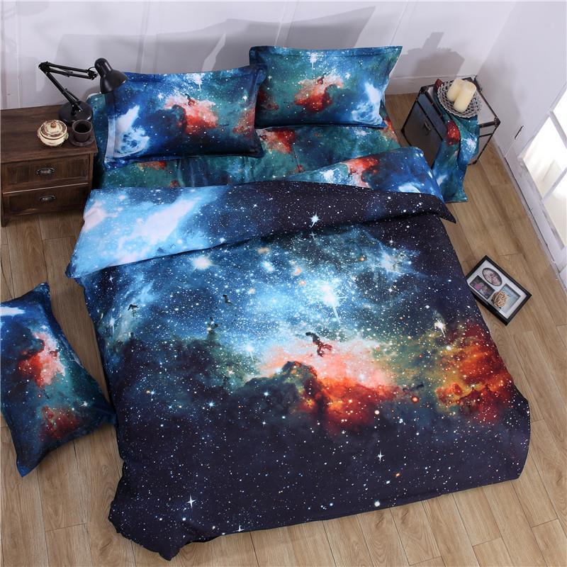 3D星空牀单地球宇宙四件套2.0被套1.5牀学生单人牀三件套双人被单