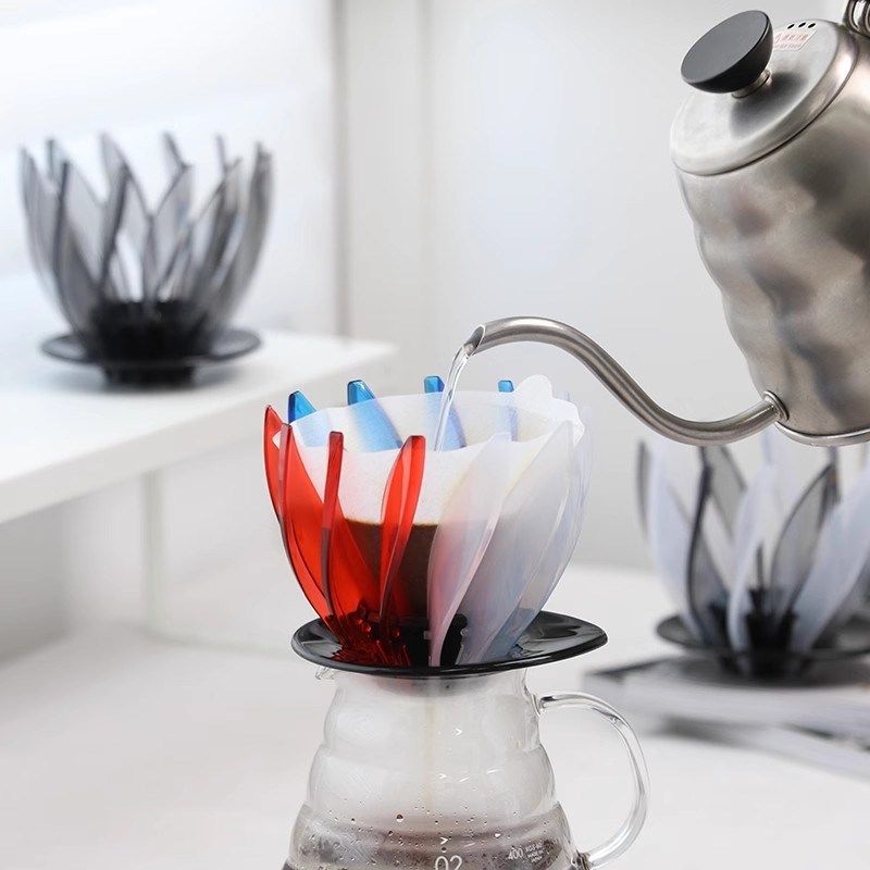 睡莲滤杯V60滴漏式手冲咖啡过滤器树脂12片莲花瓣可拆卸替换