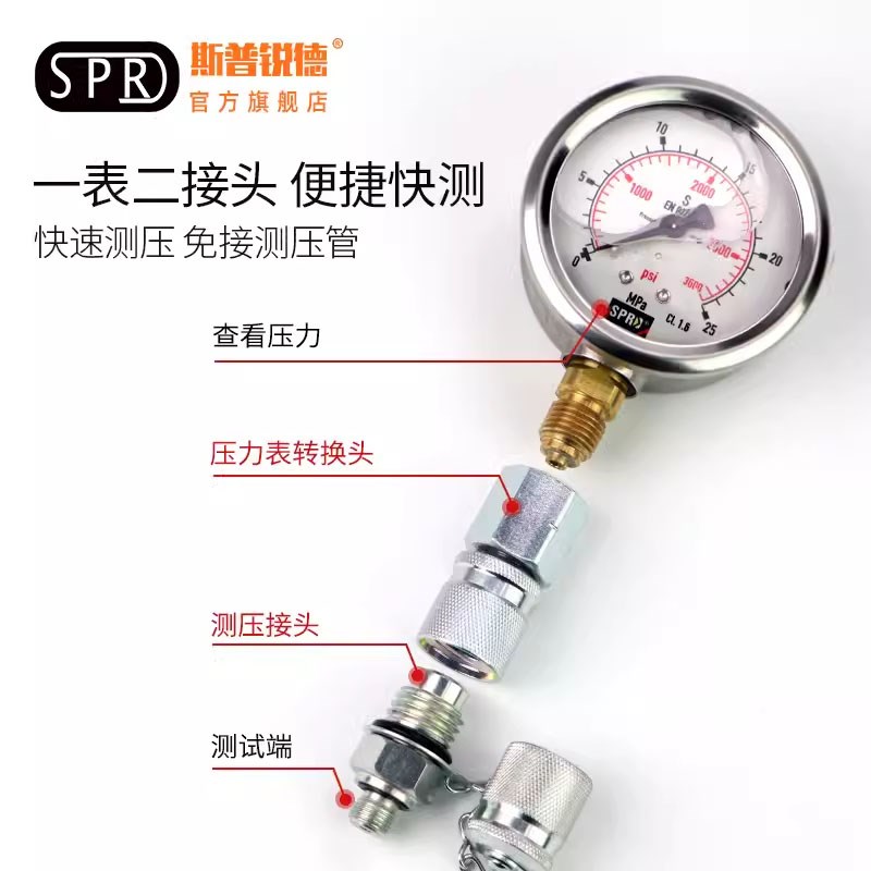 卡特快速接头卡插机油压力表挖掘机压力表测压软管液压泵测试接头