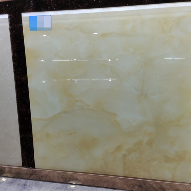 800亮光暖色黄玉微晶石玻璃瓷砖 客餐厅厨卫室内过V道简约现代地