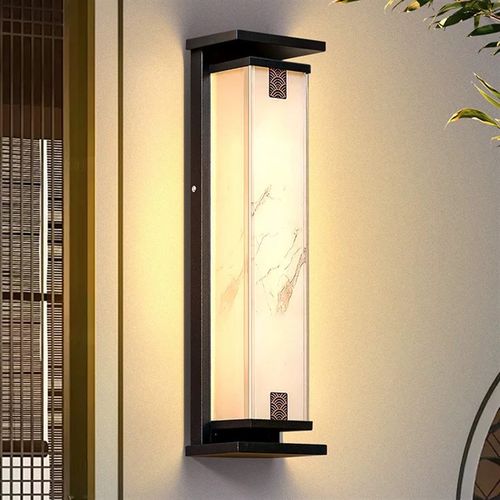 太阳能户外防水壁灯新中式简约仿云石纹理别墅大门庭院.室外墙壁